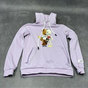 Fifth Loop Lilac Hoodie Bear butter  sweet Graphic sweatshirt purple size small